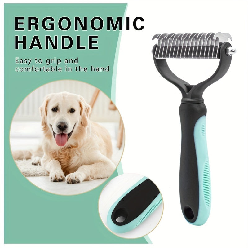 Dual-Sided Dog Grooming Brush Stainless Steel Knots Undercoat Remover