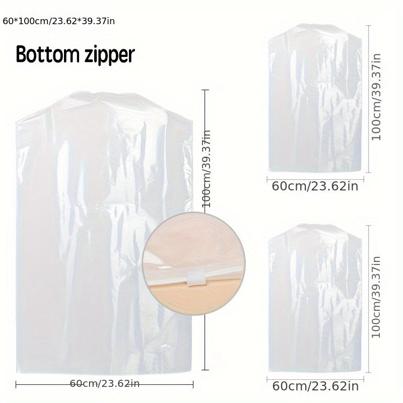 Paquete de 3 bolsas de polvo para ropa no tejida con cremallera para vestidos y trajes