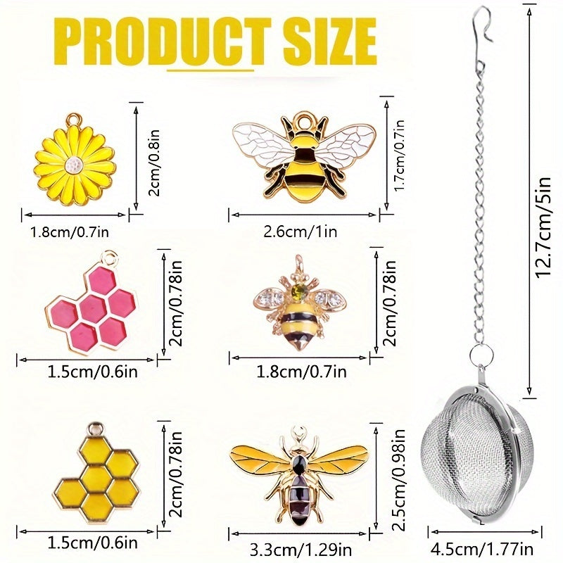 Set of 2 Stainless Steel Tea Strainers with Honeybee and Beehive Designs for Loose Leaf Tea