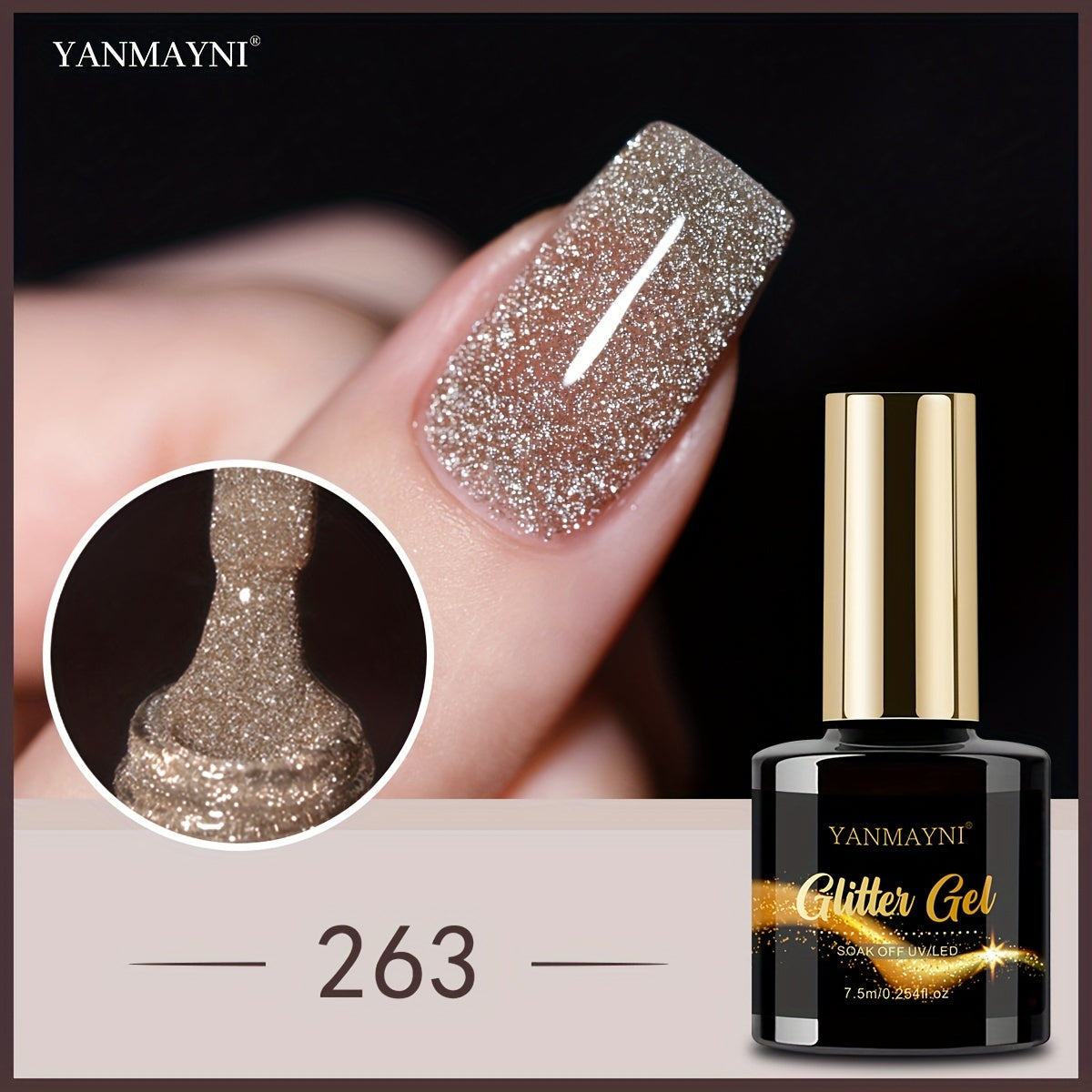 Sparkling Reflective Glitter Gel Nail Polish Disco DJ Style Fragrance-Free 7.5ml