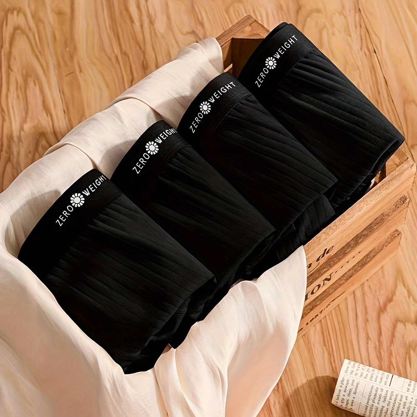 Men's Cotton Boxer Briefs Set of 4 Breathable Soft Stretch Solid Color Underwear