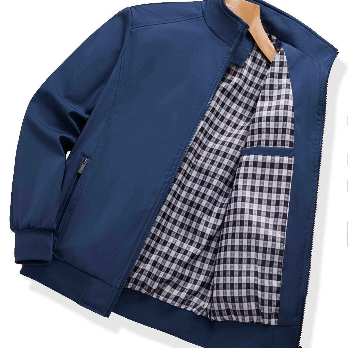 Erkaklar uchun engil shamol o'tkazmaydigan jakket, mustahkam kulrang rangda, tekis cho'ntak bilan - tasodifiy zip-up, turli xil yeng bilan, polyesterdan tayyorlangan - bahor va kuz uchun ideal