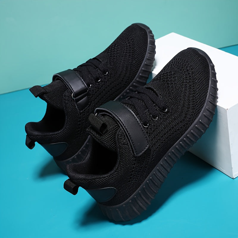 Girls Mesh Sneakers with Hook-and-Loop Closure Lightweight EVA Sole All Seasons