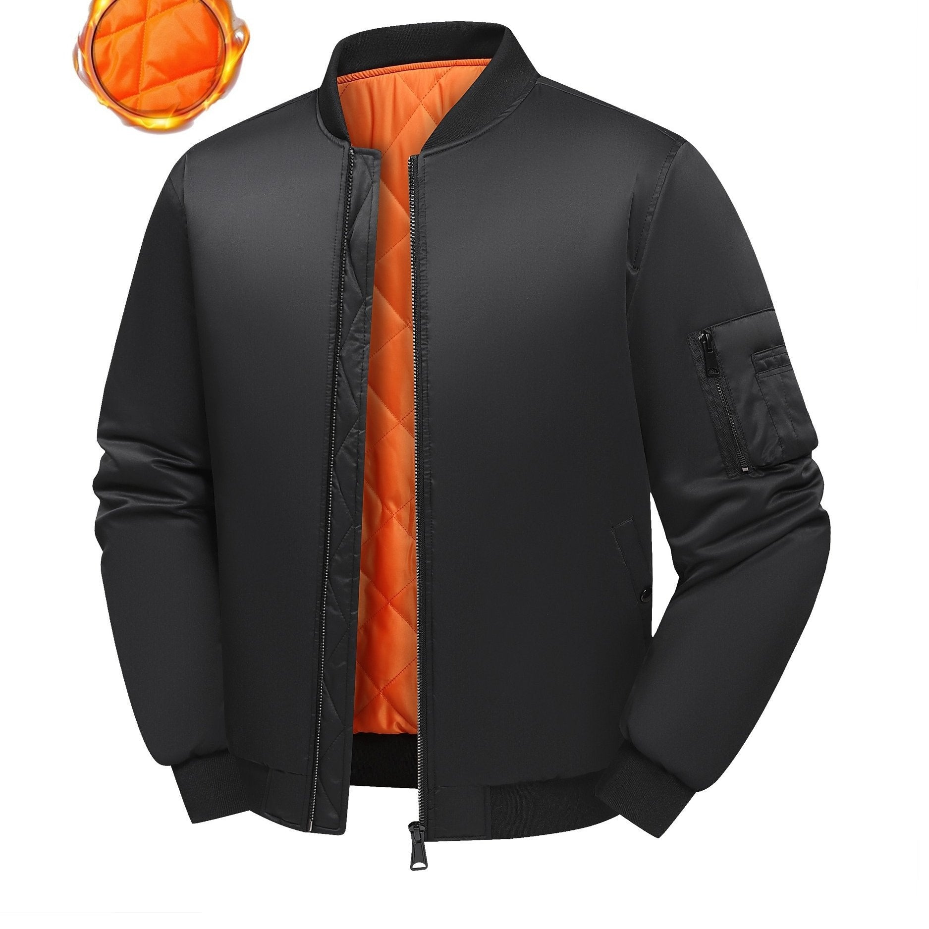 Men's Plus Size Bomber Jacket Solid Color Polyester Preppy Baseball Collar Zipper Regular Fit