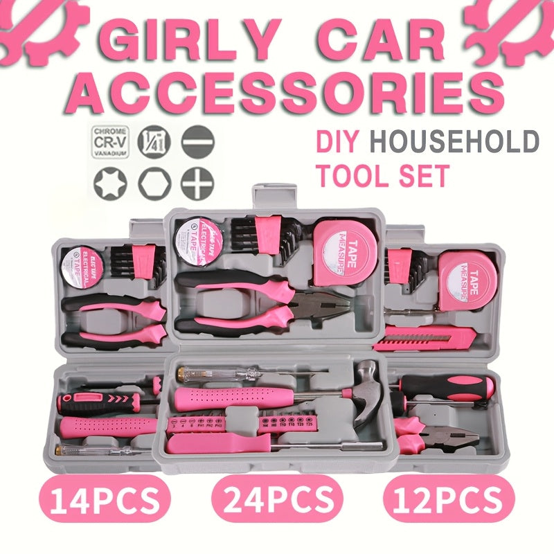 24 dona Uy-ro‘zg‘or avtomobil ta’mirlash asboblari to‘plami, karbon po‘lat, qisqichlar va burg‘ulash uchun bitlar bilan