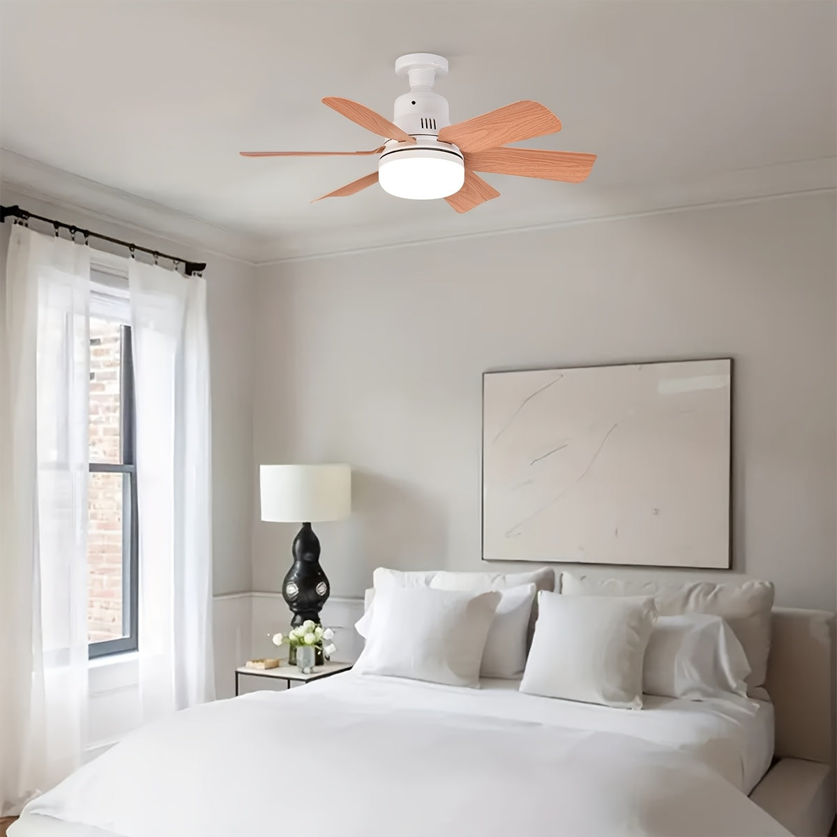 Yog'och teksturali changyutgich bilan integratsiyalashgan LED chiroq, masofadan boshqarish, 3 tezlikda sozlanadigan, oson vintsiz o'rnatish, sozlanadigan yoritish. Yotoqxona, oshxona, mehmonxona, balkon uchun ideal. Yo'q