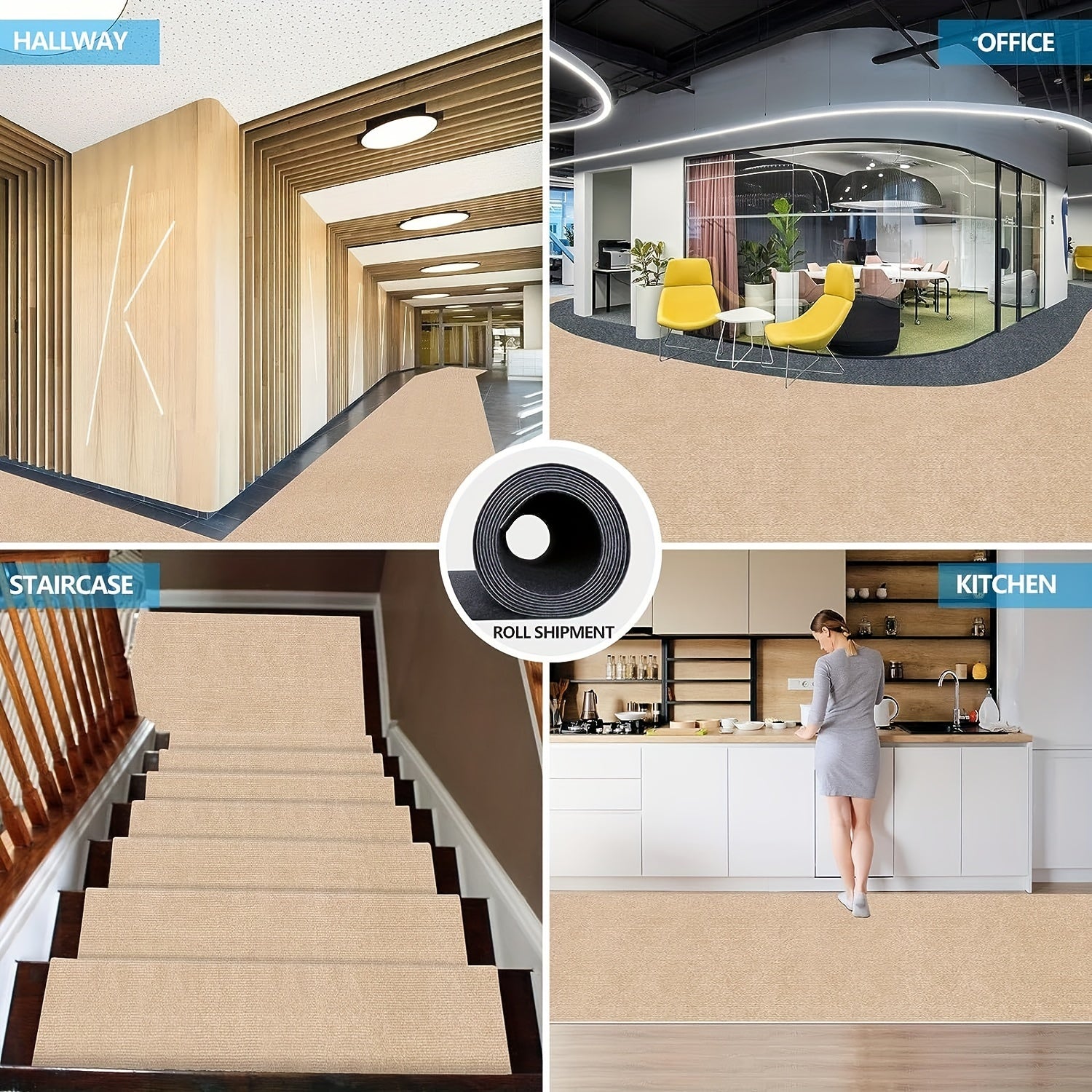 Длинный коврик для бегуна 59,94 см x 5,99 м Нескользящий моющийся коврик для помещений