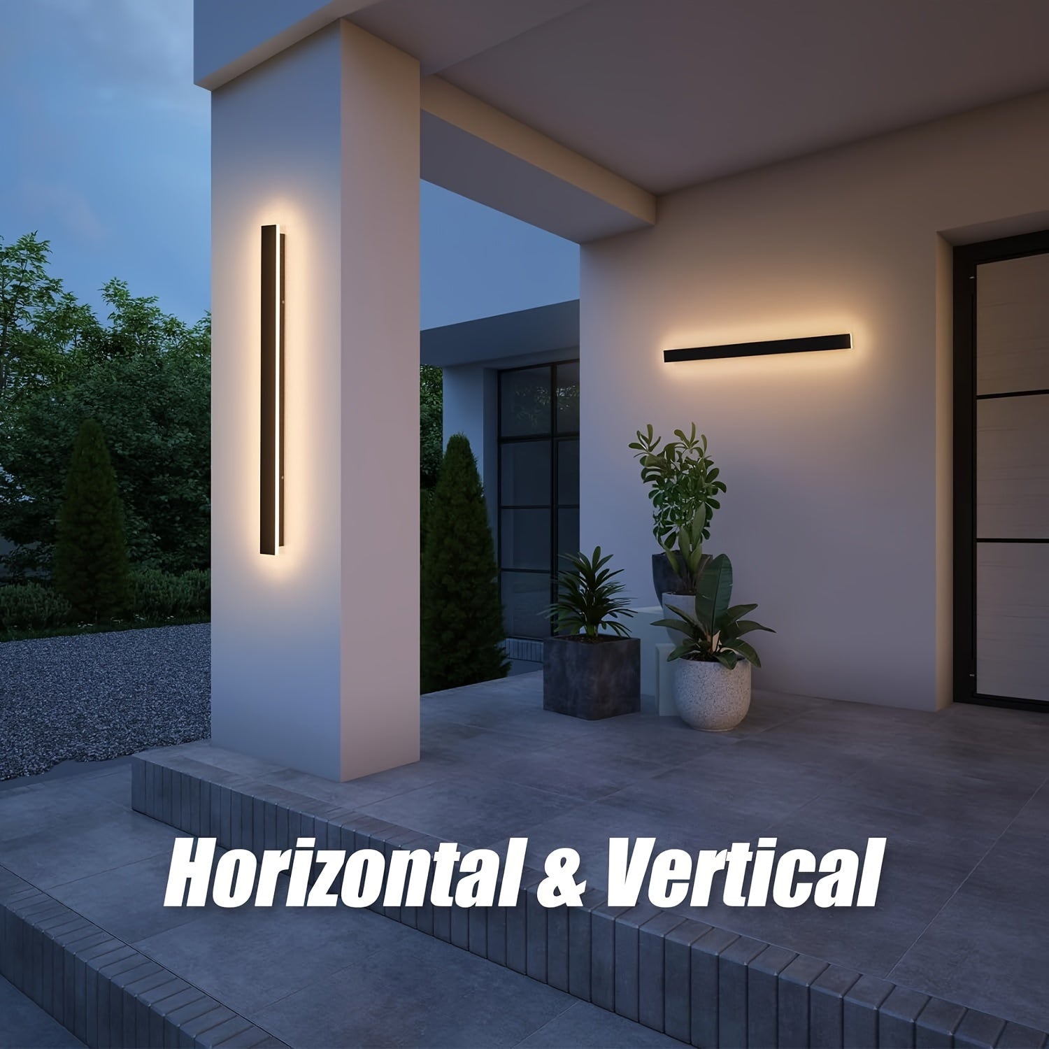 Zamonaviy ichki/tashqi 20W LED devor chirog'i iliq yorug'likda, 100.0 sm uzunlikda, qora, yashash xonalari, veranda, garaj eshiklari va hovlilar uchun mos.