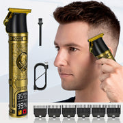 Professional USB Rechargeable Hair Clippers for Men Zero Gapped T-Blade Lithium Battery Guide Combs