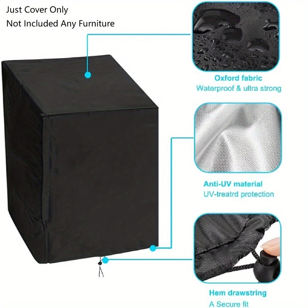 Outdoor Square Chair Cover Waterproof Dustproof UV Resistant 190T Polyester Taffeta Black
