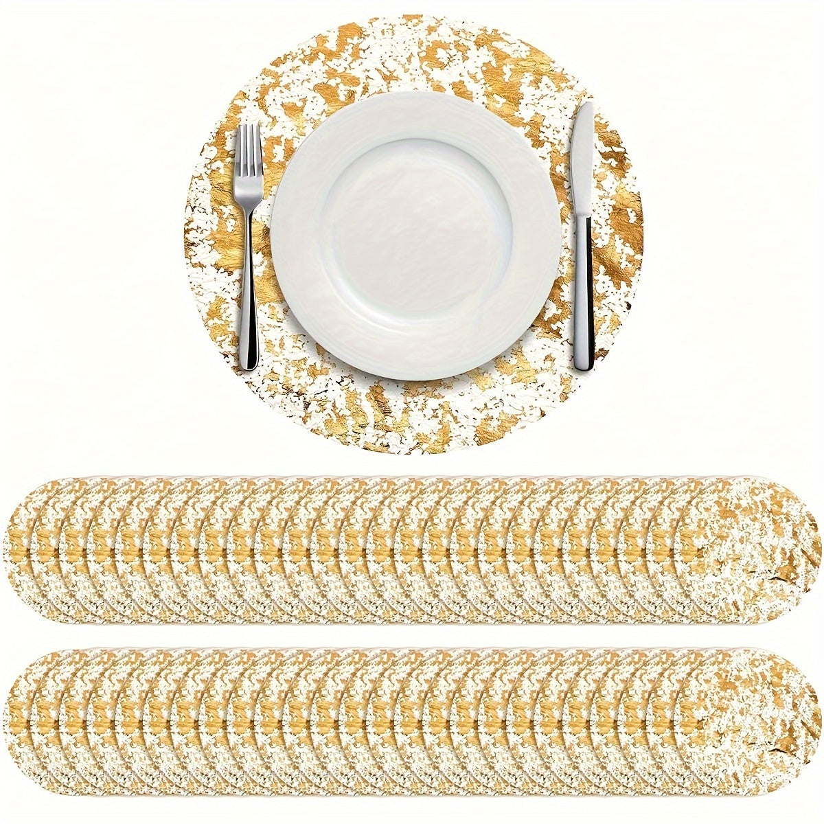 Gold Foil Mesh Round Placemats 33cm for Dining Weddings Parties Home Decor