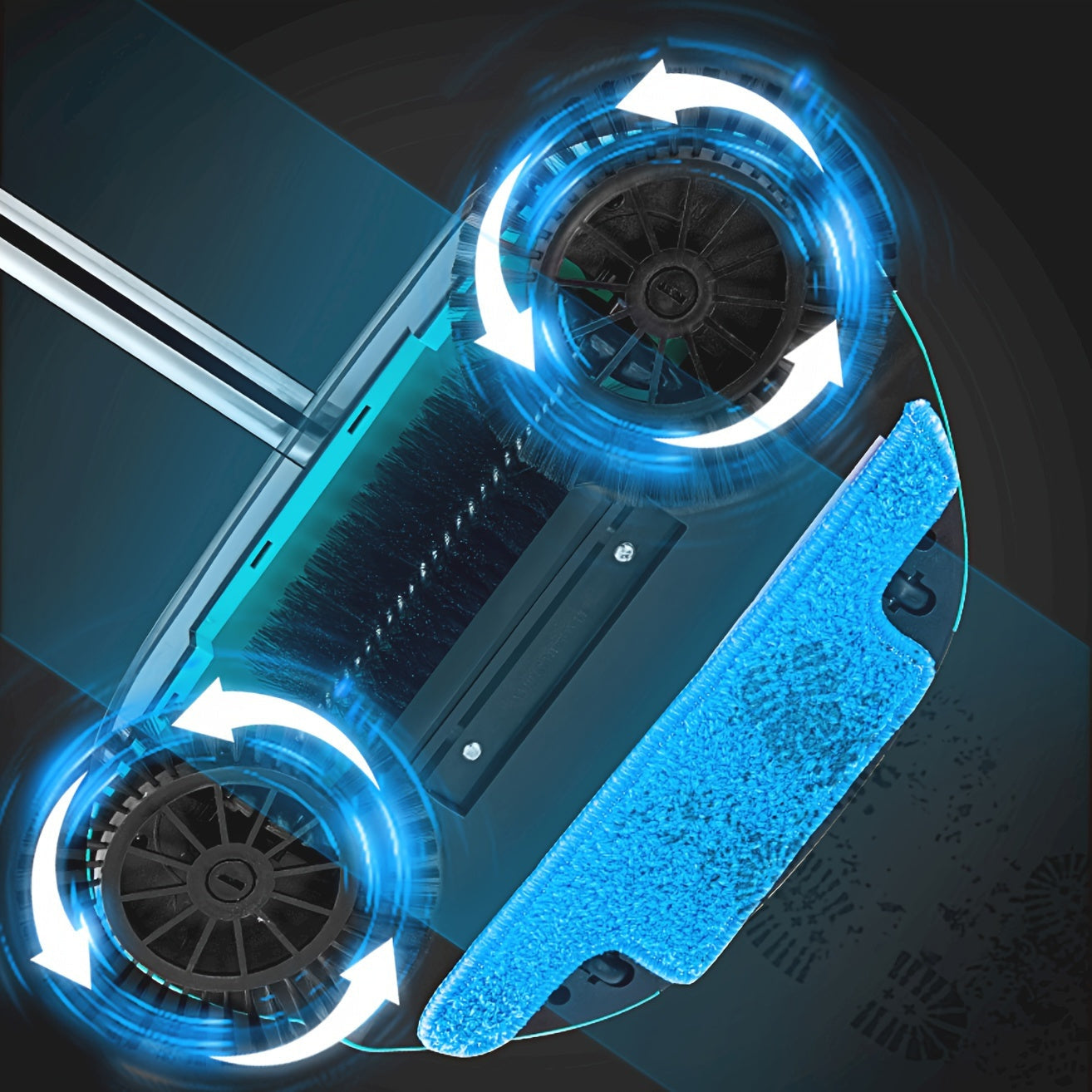 3-in-1 Qoʻlda bosish bilan tozalash, changyutgich va mop uchun quruq va quruq qavatlar uchun mop padlari bilan