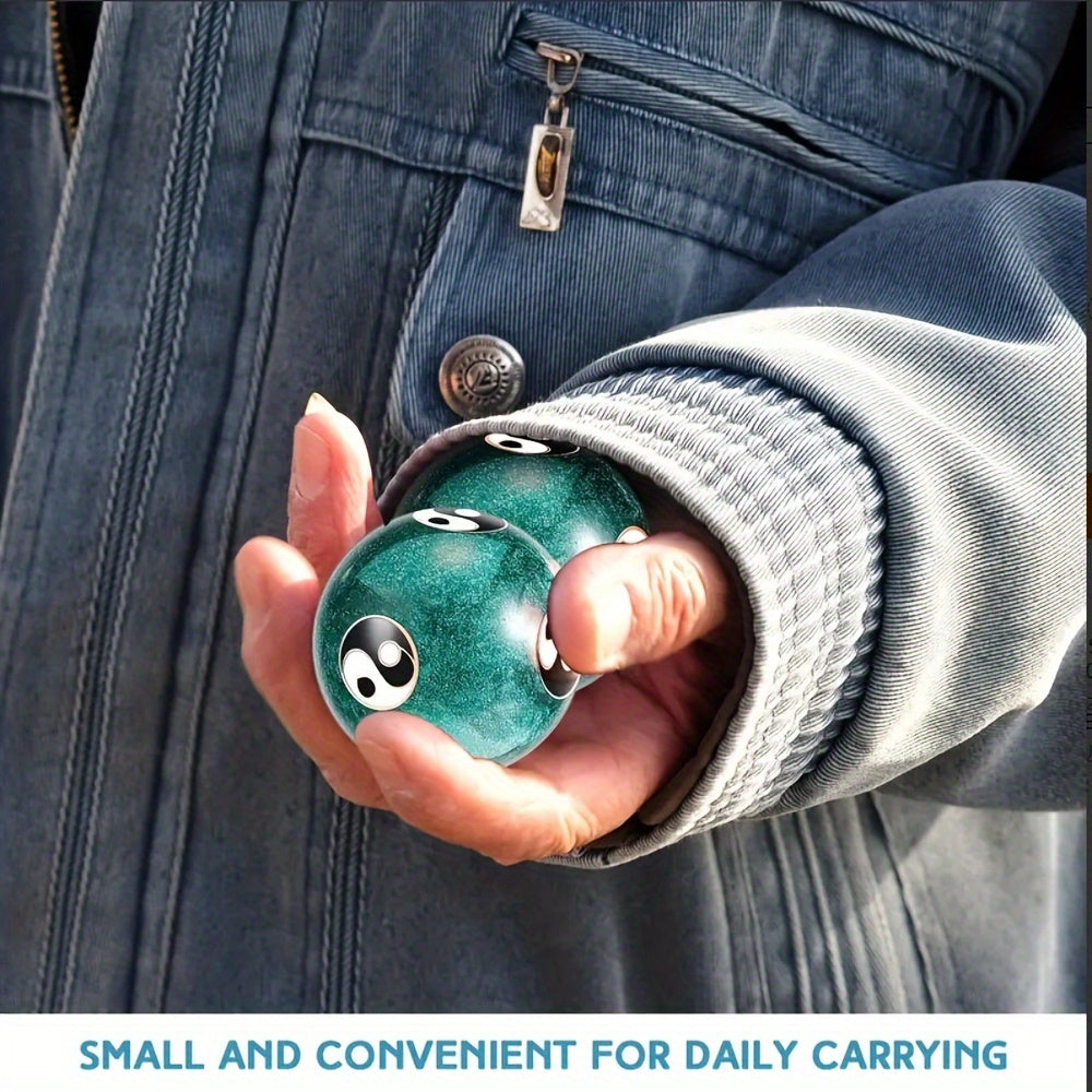 Vintage Chinese Tai Chi Yin Yang Metal Massage Balls for Hand Relaxation Stress Relief Wrist Exercise