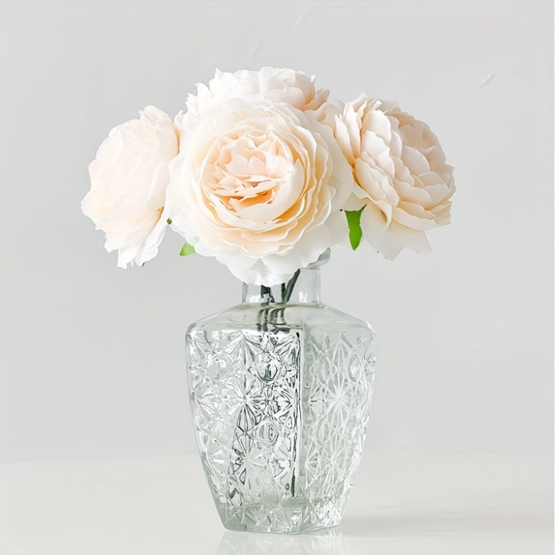 6 ярких стеблей искусственных пионов персикового и красного градиента, диаметр 7,98 см - идеально подходит для DIY свадебного декора, украшения тортов и центральных композиций для дома.