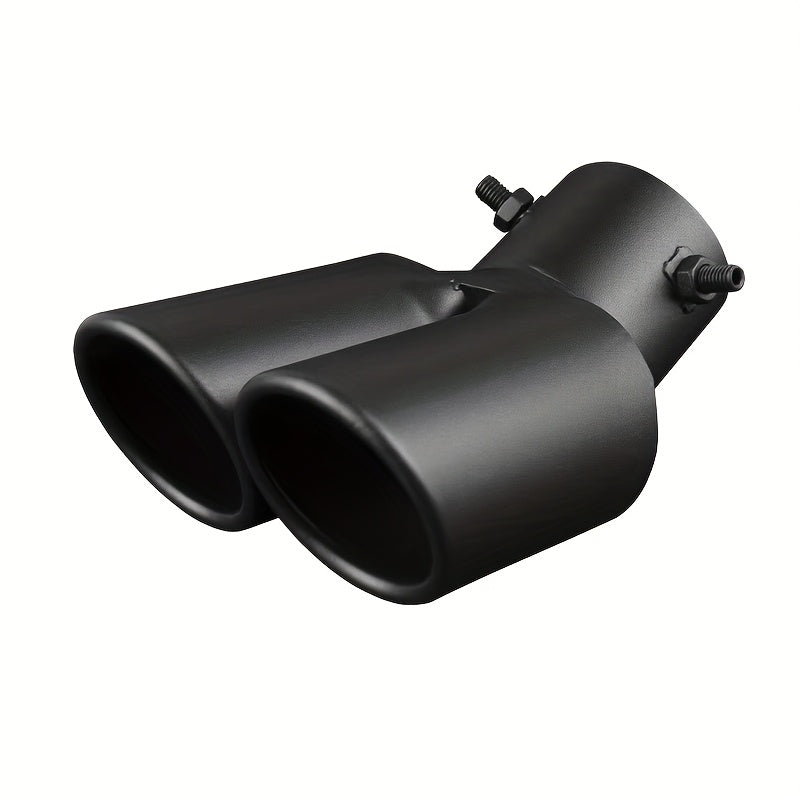accesorios de tubo de escape de acero inoxidable para automóvil con boquilla de escape inclinada de doble salida negra
