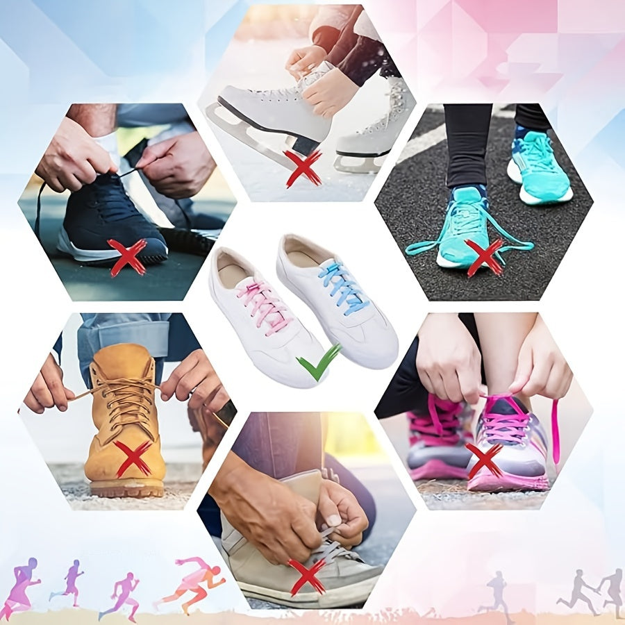 No-Tie Elastic Shoelaces for Sneakers and Casual Shoes 1 Pair Multicolor