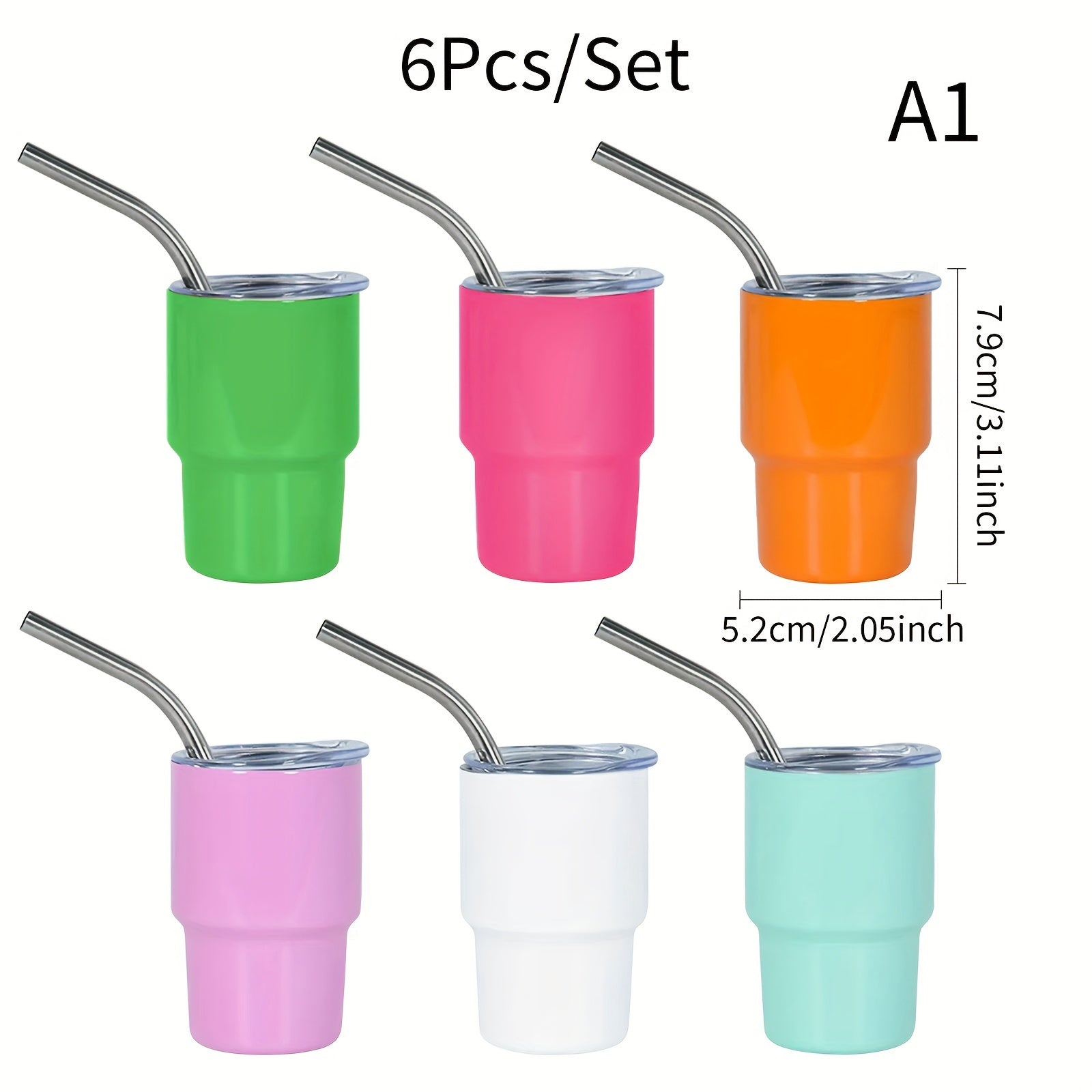 Набор из 6 мини бокалов для вина из нержавеющей стали, вакуумные стаканы с соломинкой и крышкой, идеальный подарок для использования в пути.