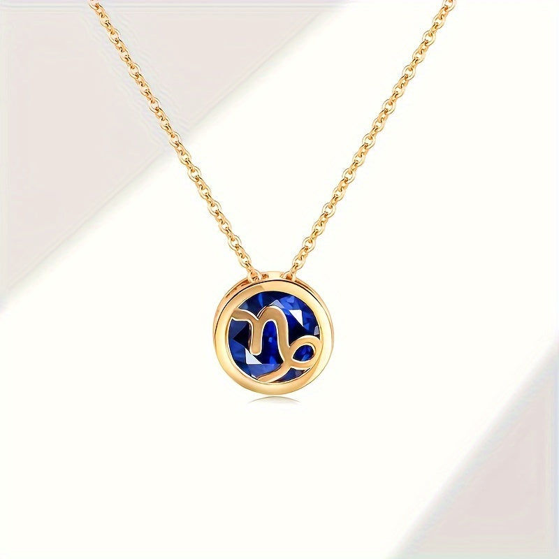 Bohemian Birthstone Pendant Necklace Double-Sided Cubic Zirconia Women Gift