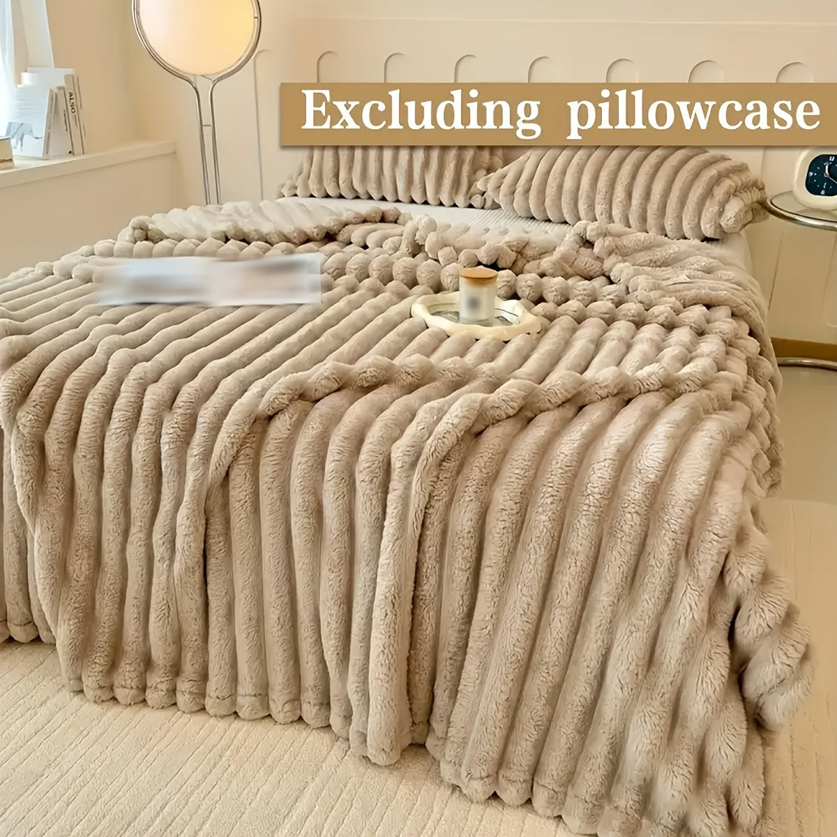 Reversible Rabbit Fur Shawl Blanket Cozy Warm for Napping Camping Sofa Use