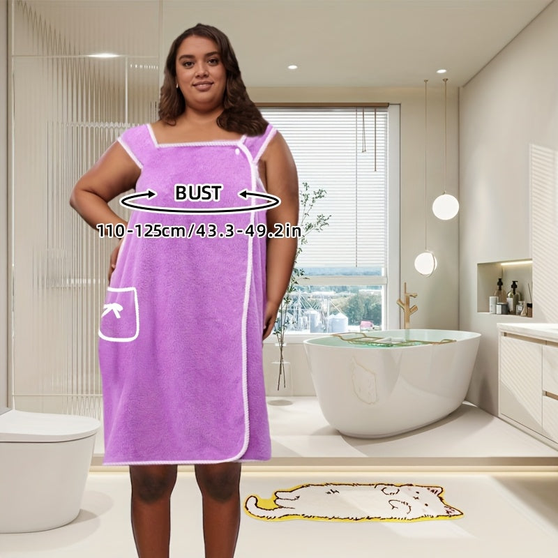 Oversized Coral Fleece Towel with Bow Design Absorbent Quick-Drying for Adults