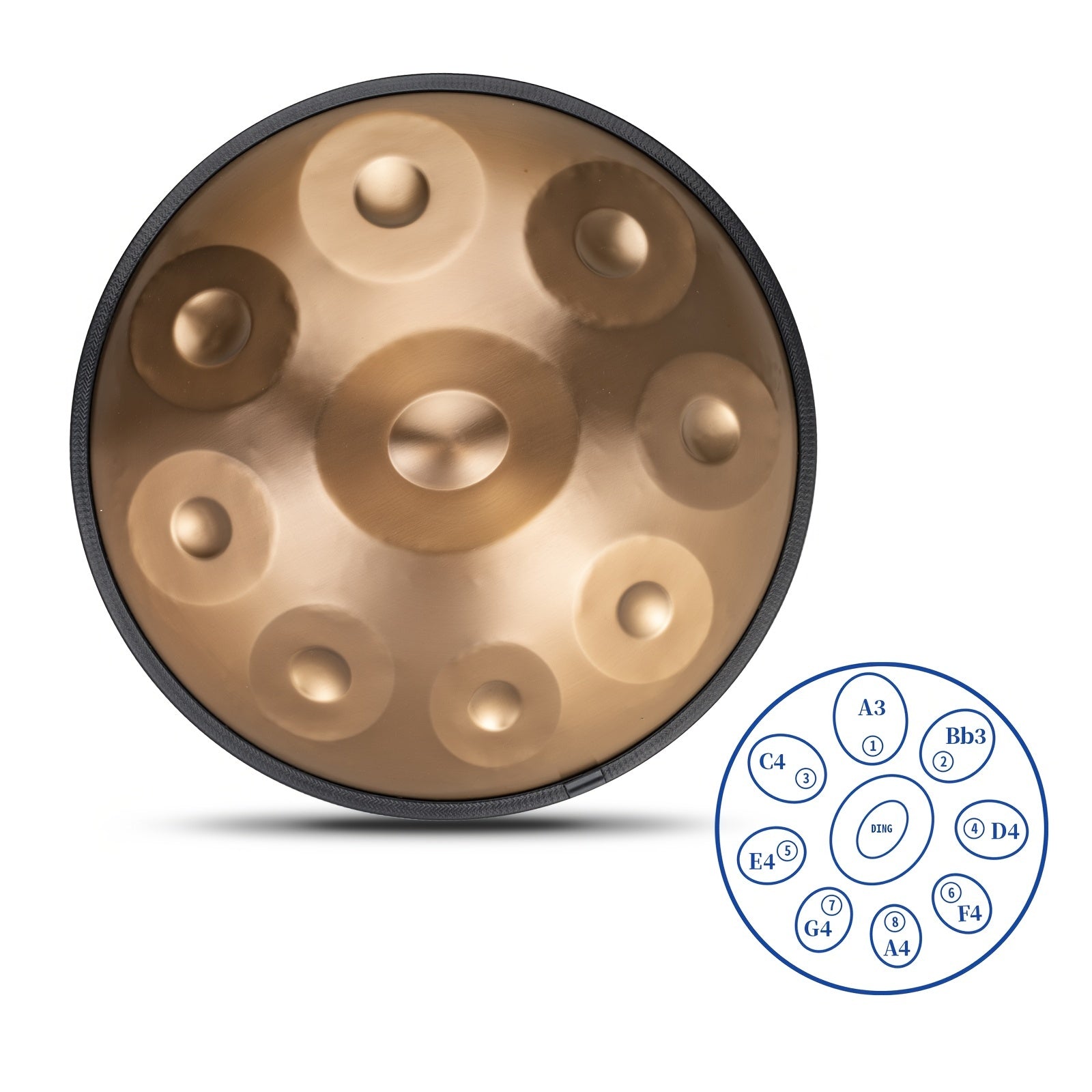 Handpan Drum in D Minor Carbon Steel 22 Inch with Carrying Bag Mallets and Wiping Cloth for Meditation Yoga and Performance