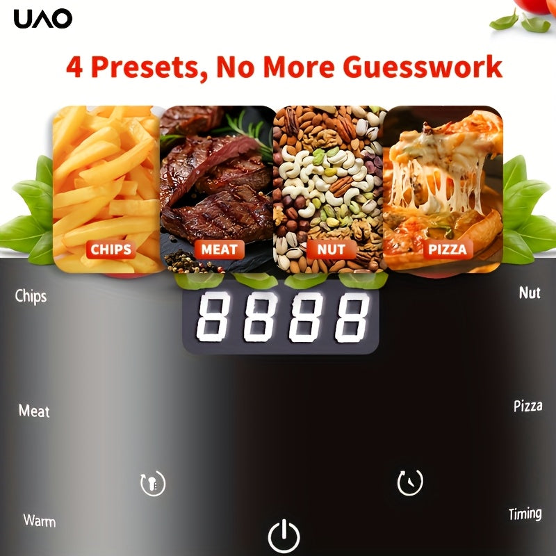 Freidora de aire eléctrica de 4.5L con pantalla LCD, sartén antiadherente, fácil de limpiar y multifuncional