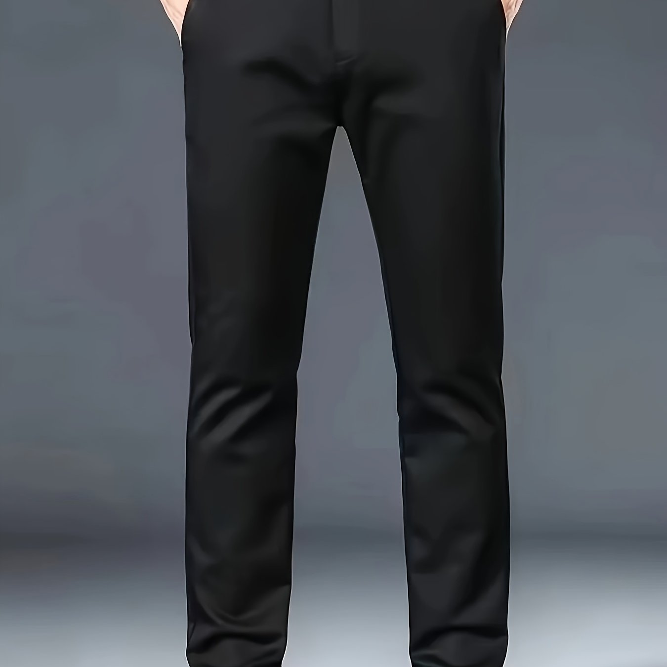 Pantalones de vestir de poliéster para hombre de color sólido, ajuste regular, para todas las estaciones, pantalones formales y casuales