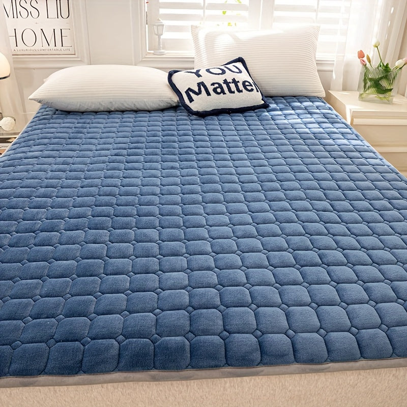 Thick Milk Velvet Checkered Mattress Protector Bedspread Cover for Winter