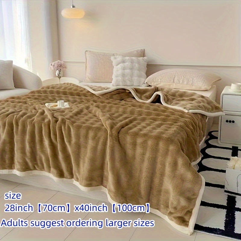 Luxury Blanket Thickened Rabbit Velvet Bubble Design Breathable Skin-Friendly Machine Washable