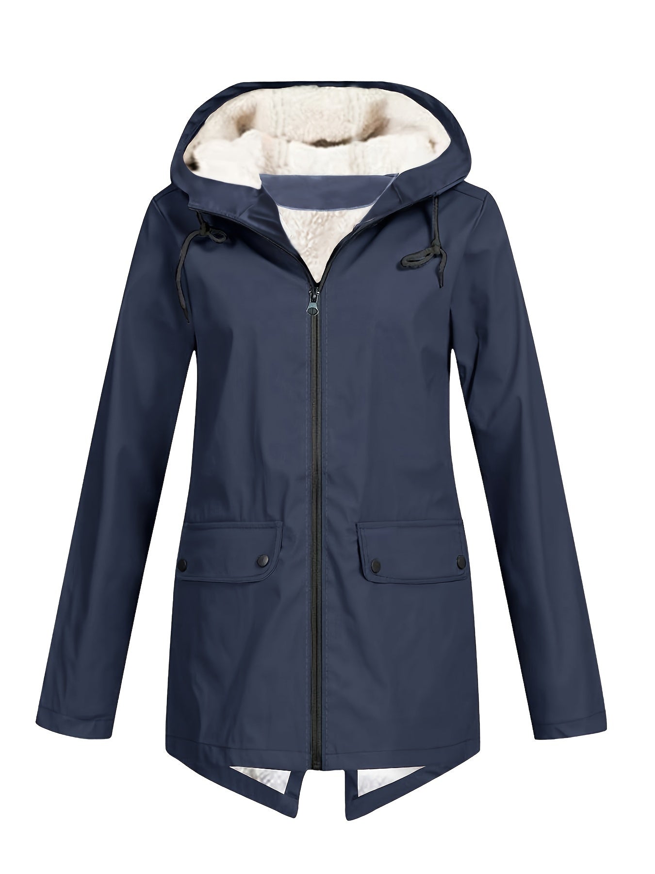Chaqueta cortaviento con capucha para mujer, poliéster, color sólido, manga larga, otoño e invierno, aislante