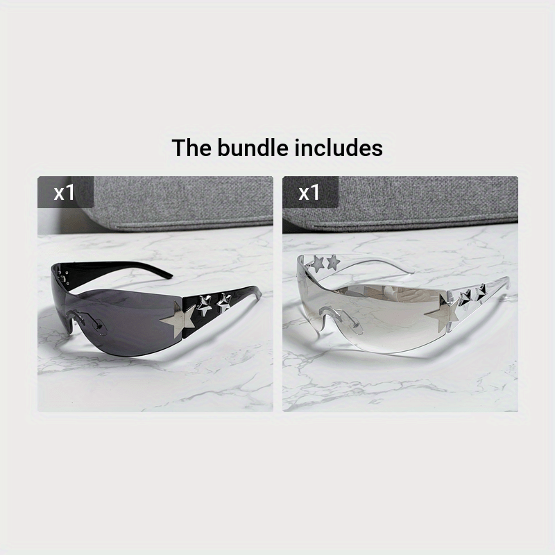 Women's One-Piece Star Rimless Gradient Sunglasses for Cycling Beach Parties