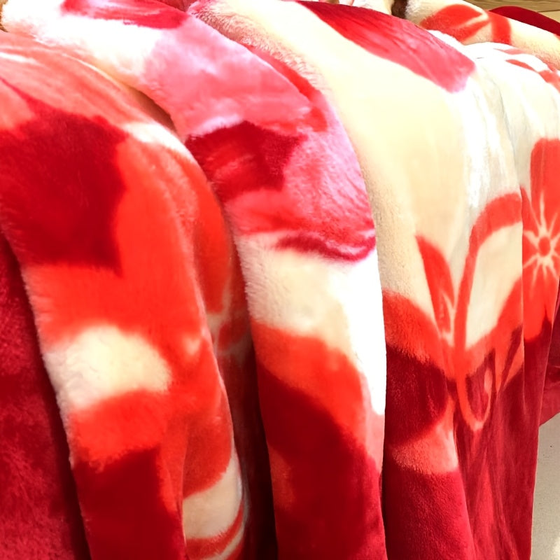 Red Floral Throw Blanket Ultra-Soft Warm Couch Bed Decor Machine Washable