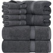 8-Piece Grey Towel Set Includes 2 Bath Towels 2 Hand Towels and 4 Wash Cloths