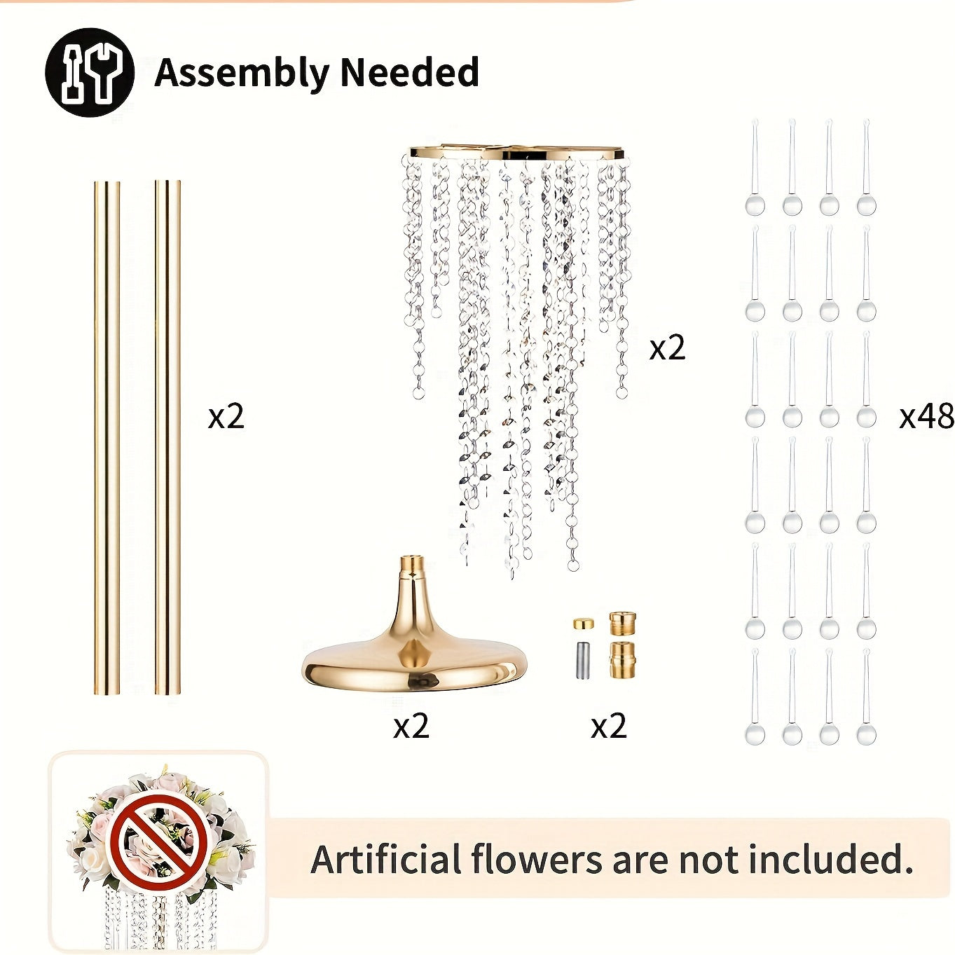 Set of 2 Metal Wedding Centerpiece Stands for Table Decorations