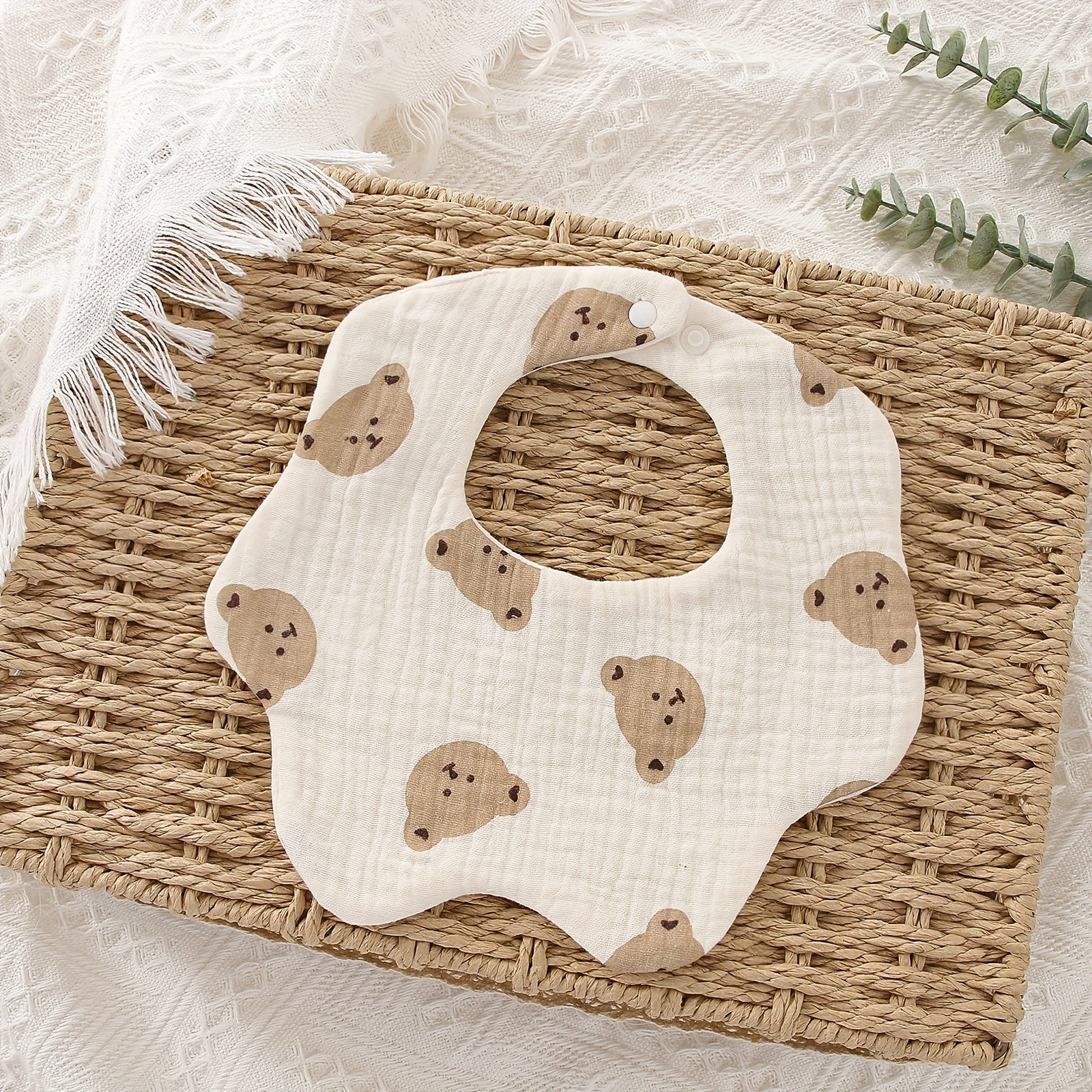 Baby Bib Soft and Adjustable 6-Layer Muslin for Newborns Infants Toddlers Drooling Teething