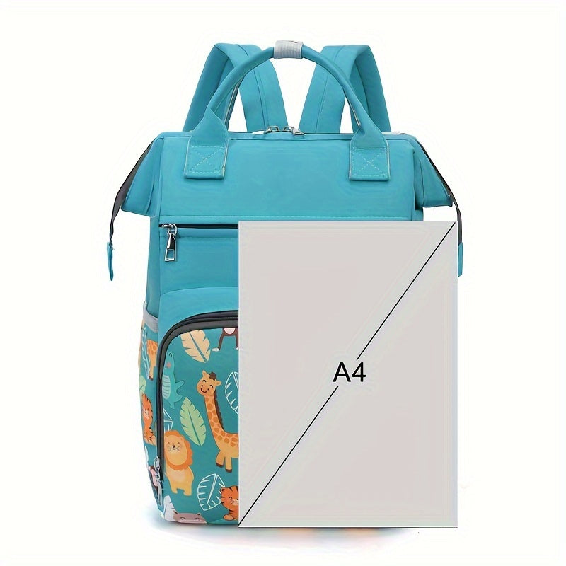 Cartoon Print Diaper Bag for Moms with Spacious Storage and Versatile Backpack
