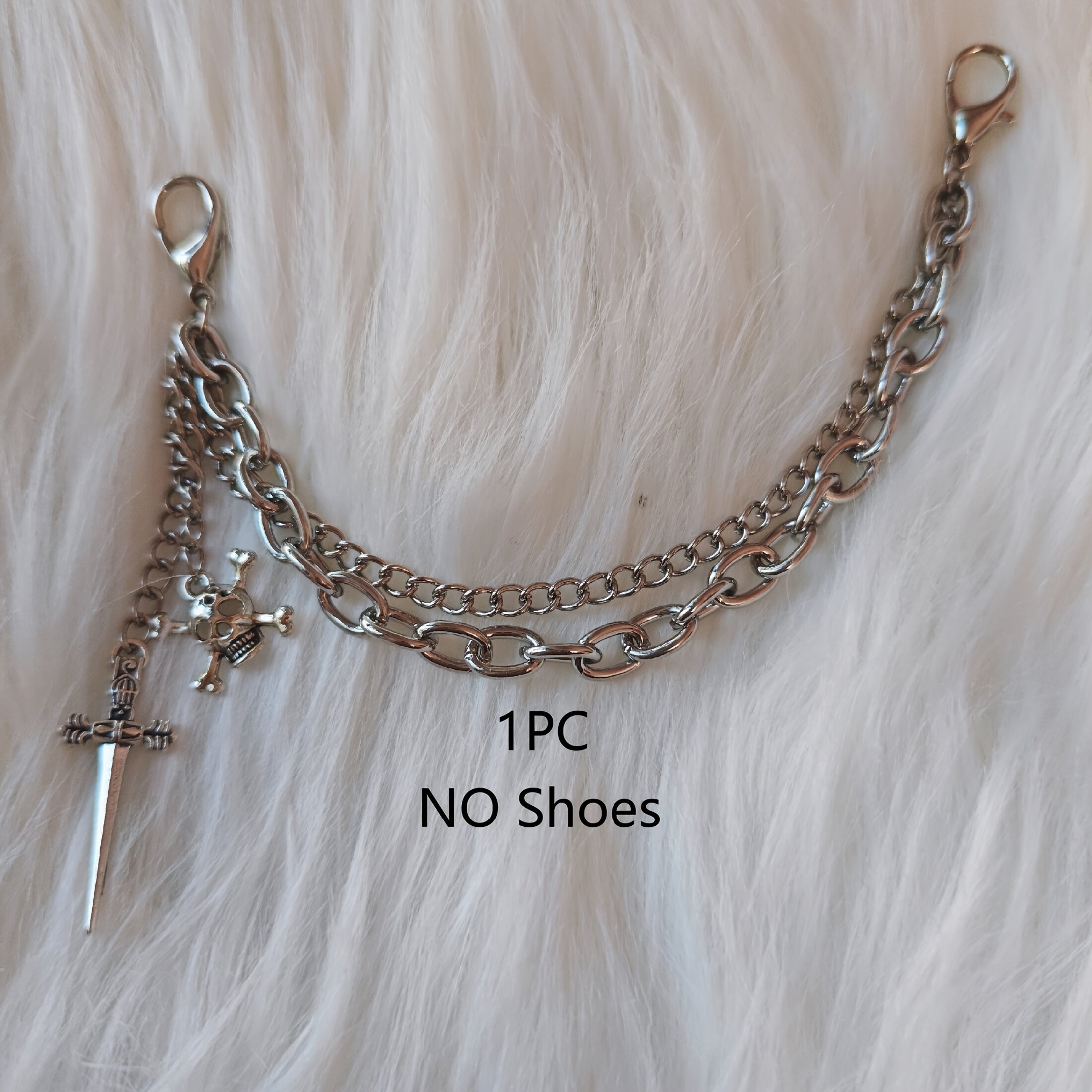 Unisex Gothic Leather Motorcycle Boot Chain Detachable Shoe Decoration