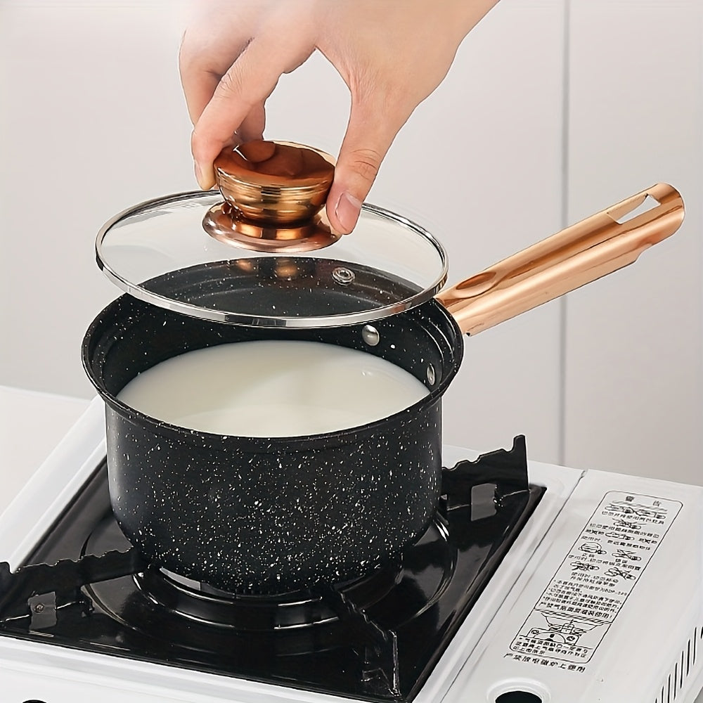 Juego de utensilios de cocina de acero inoxidable de 12 piezas con ollas antiadherentes y mangos dorados