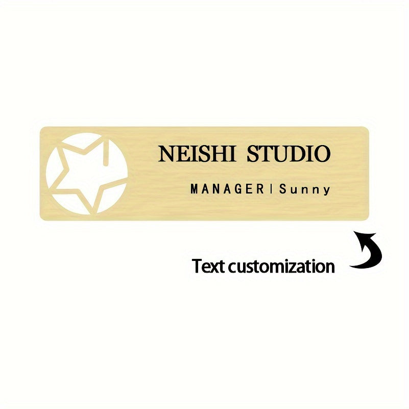 Stainless Steel Name Badge with Custom Engraving and Hollow-Out Design for Office and Retail