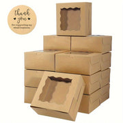 Box of 30 Brown Bakery Boxes with Windows for Cookies Cakes and Macarons