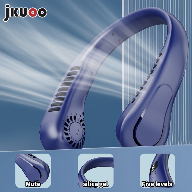 Rechargeable USB Portable Fan with Digital Display, 5-Speed, Wearable for Travel, Outdoor, Office