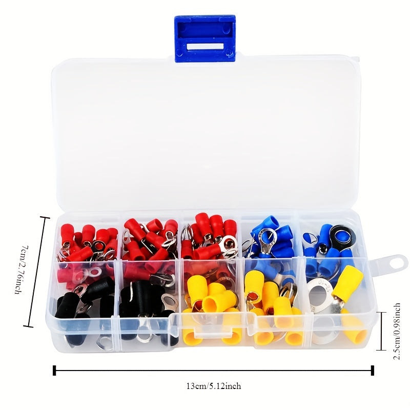 Assorted Crimp Spade Terminal Kit, Color-Coded Insulated Wire Connectors