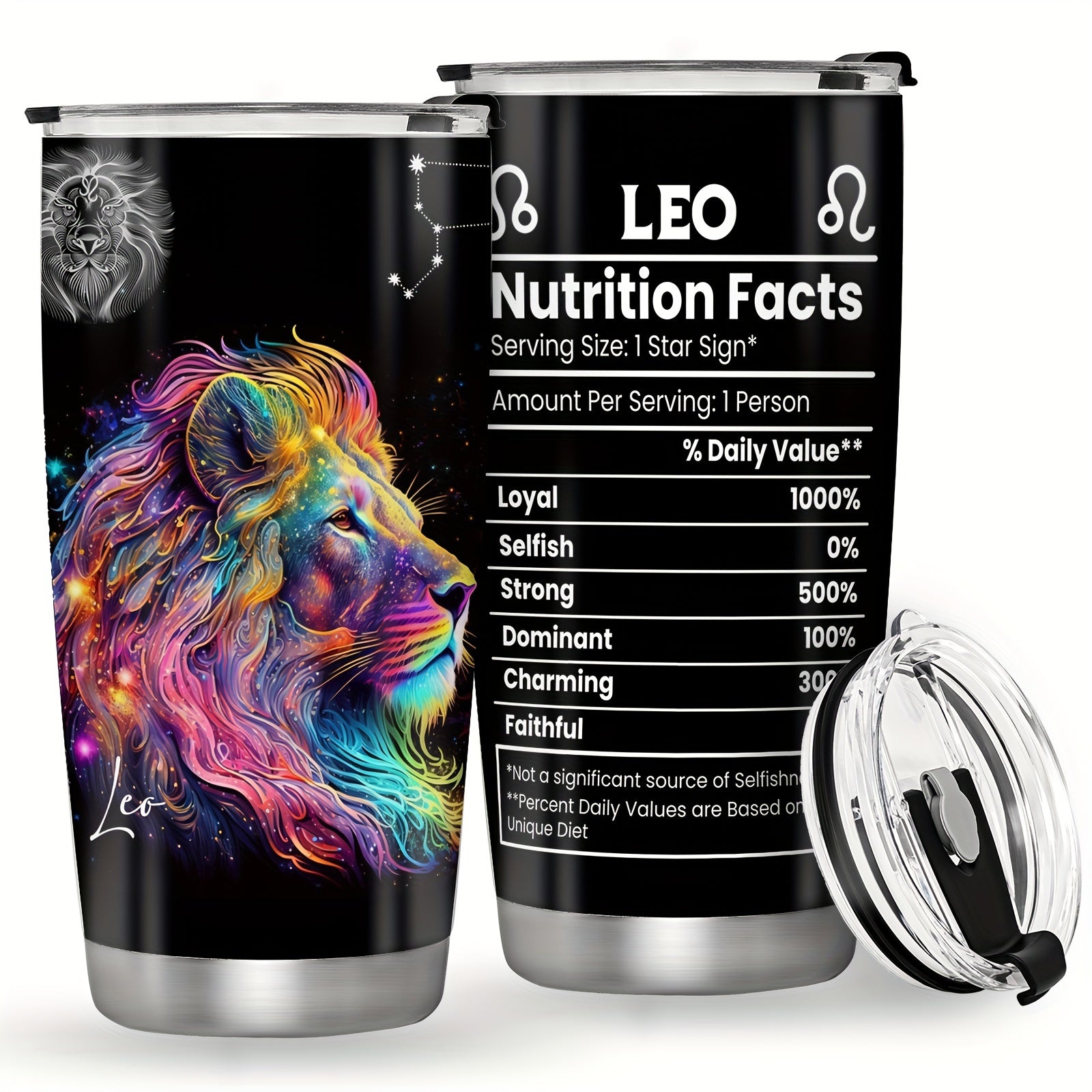 20oz Stainless Steel Zodiac Tumbler with Horoscope Design Leakproof Double Wall Vacuum Insulated Travel Mug for Outdoor Use