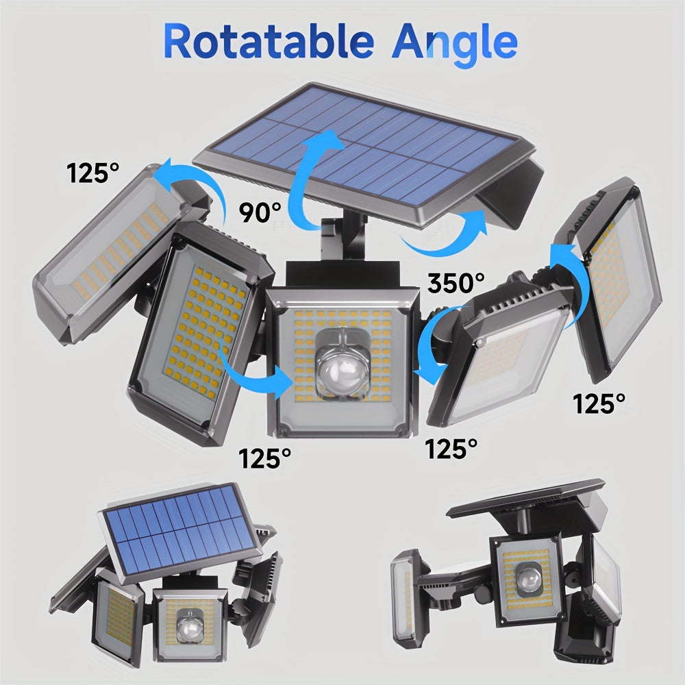 Solar Outdoor Security Light with Motion Sensor 300 LED Flood Lights 3 Modes Detachable Sconce