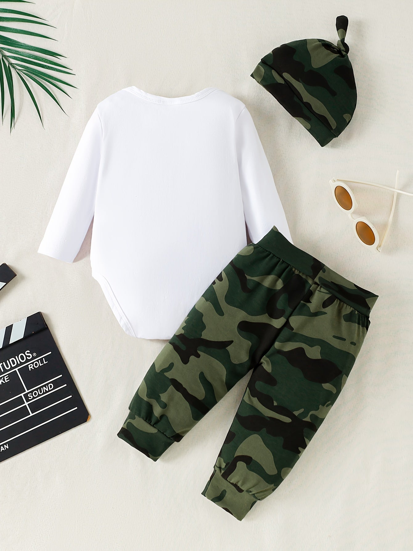 Baby Boy Clothing Set Long Sleeve Camouflage Bow Shirt Pants Hat All-Season