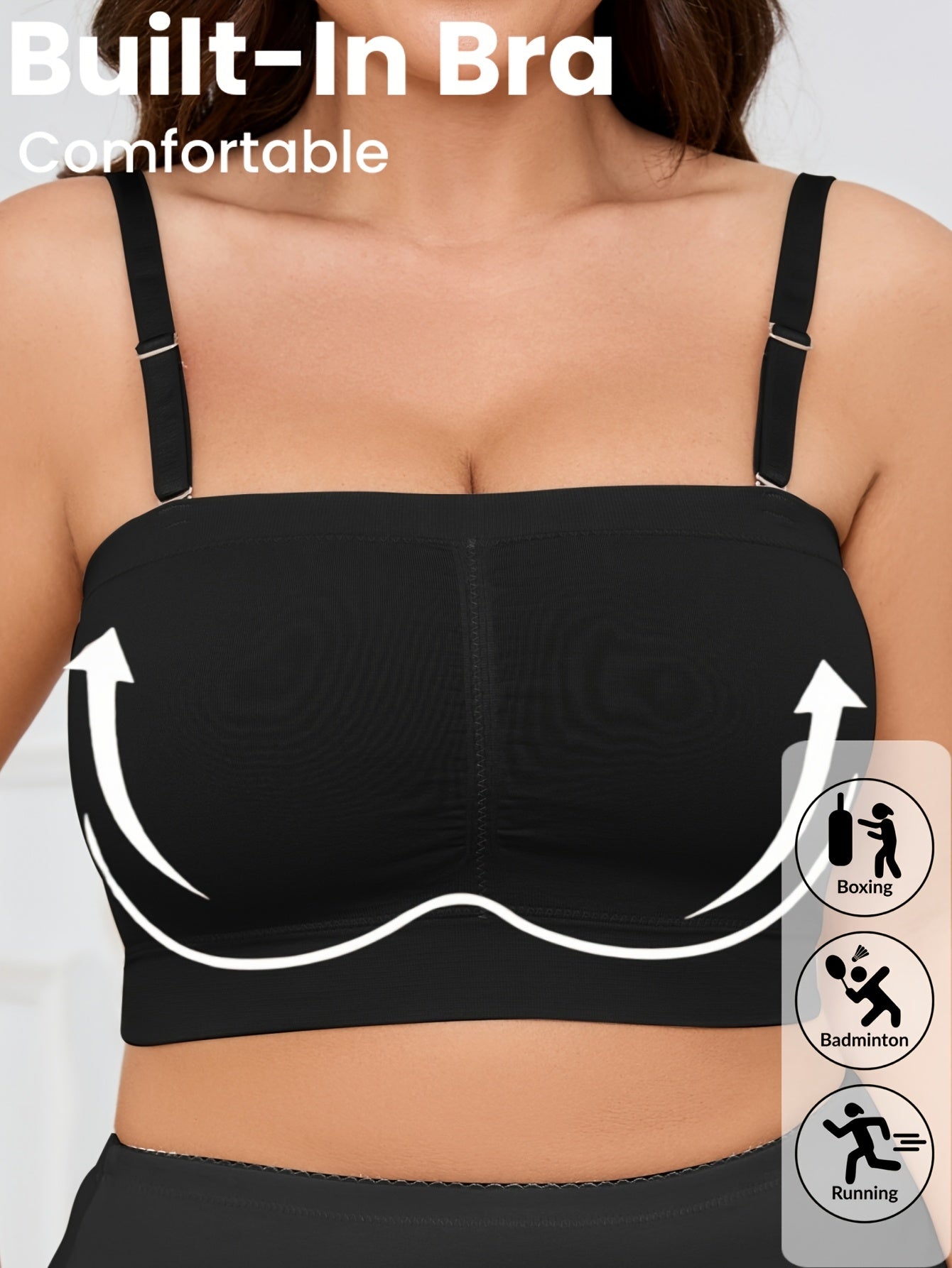 Women's Plus Size Seamless Double-Layer Sports Bra with Removable Pads