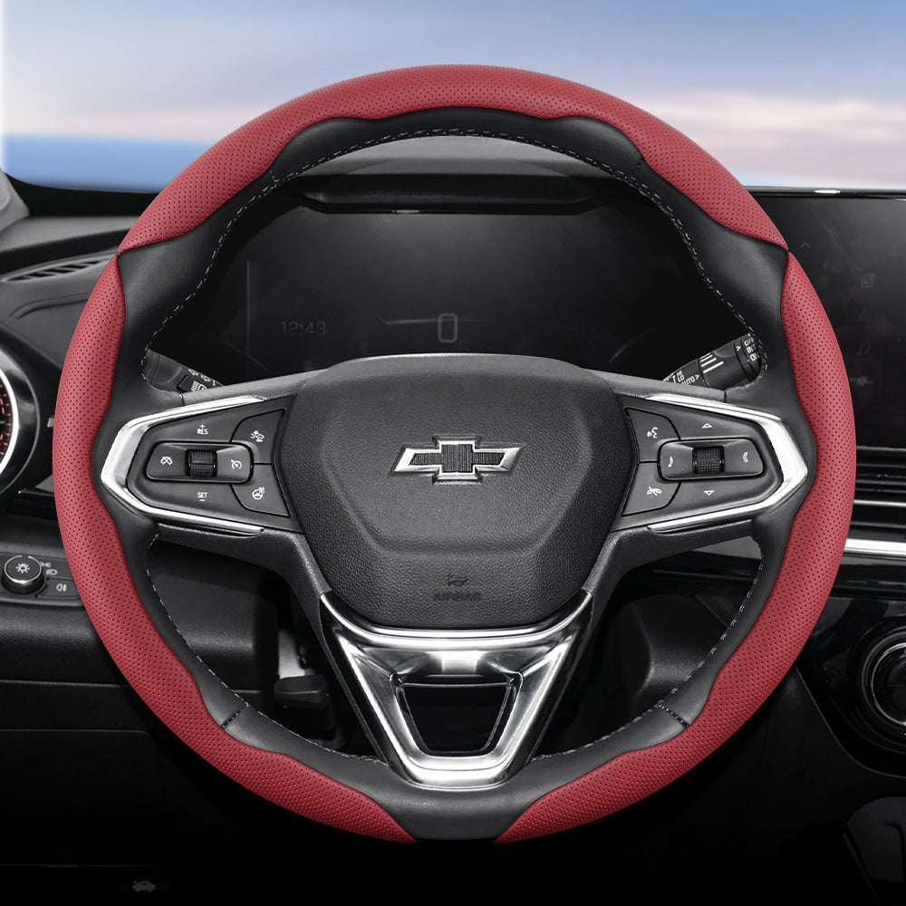 Universal Ventilated PU Leather Steering Wheel Cover, Quick-Release, Anti-Slip