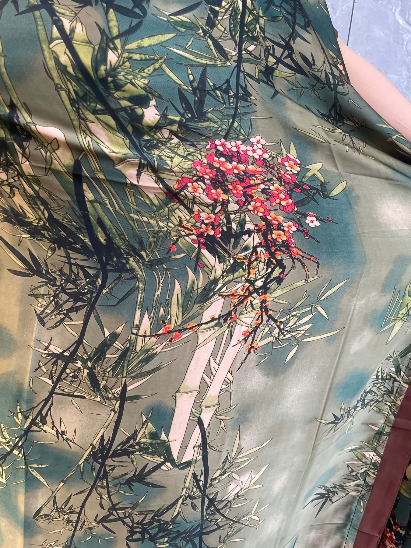 Plus Size Maxi Kaftan Dress with Crew Neck Short Sleeves All-Over Print Summer Beach Outdoor