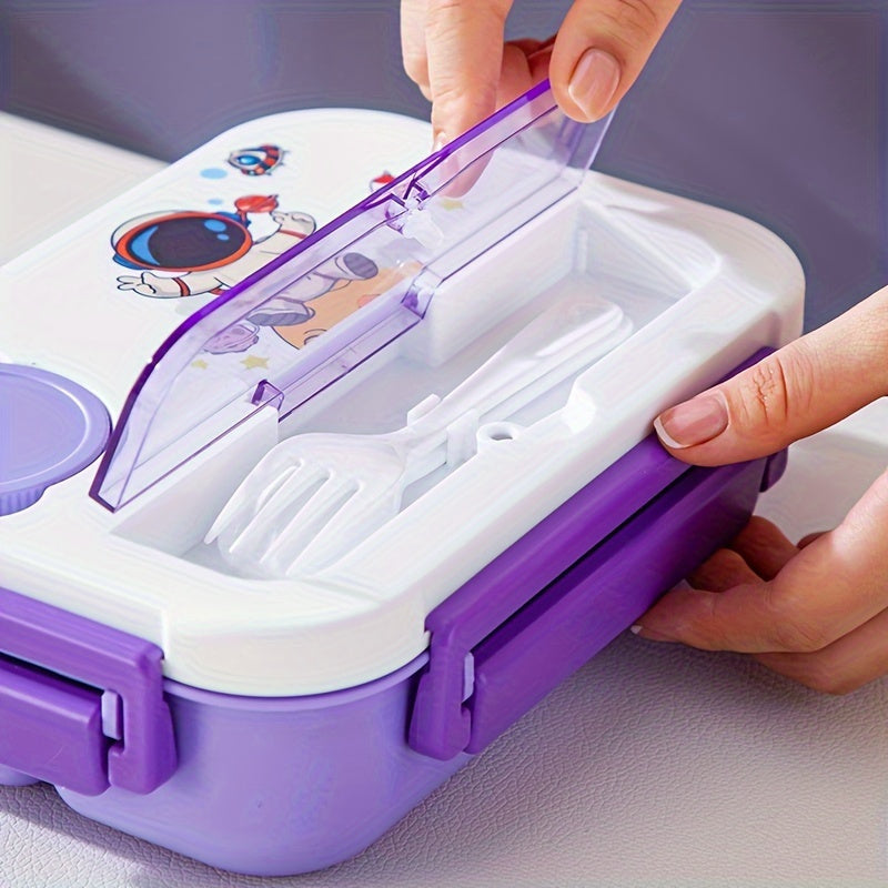 44oz Bolalar uchun tushlik qutisi, sous idishlari va asbob-uskuna bilan, oqib ketmaydigan, mikroto'lqinli pechga mos