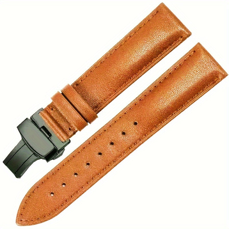 PU Leather Watch Strap with Automatic Butterfly Buckle, Various Sizes for Business or Gift